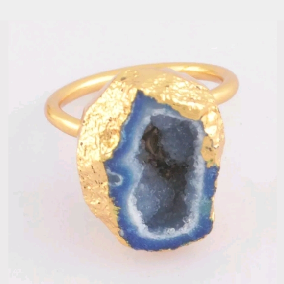 Jewelry - "Waterfalls" Blue Druzy Agate Cave ring